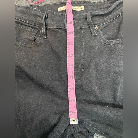 Levis Premium High Rise Straight Crop Jeans Black 26 - Picture 8 of 10